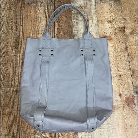 STEPHANE VERDINO LARGE GREY LEATHER TOTE BAG EUC - Picture 3 of 14